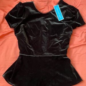 Draper James Velvet V Back Peplum Top (size 0)